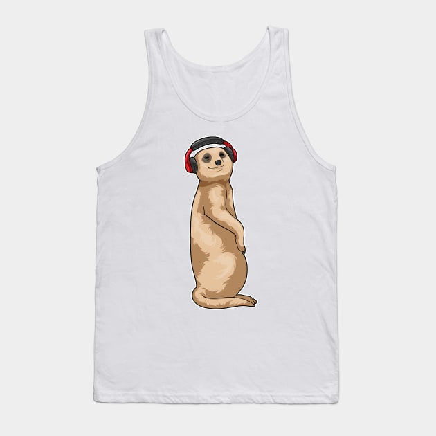 Meerkat Headphone Music Tank Top by Markus Schnabel